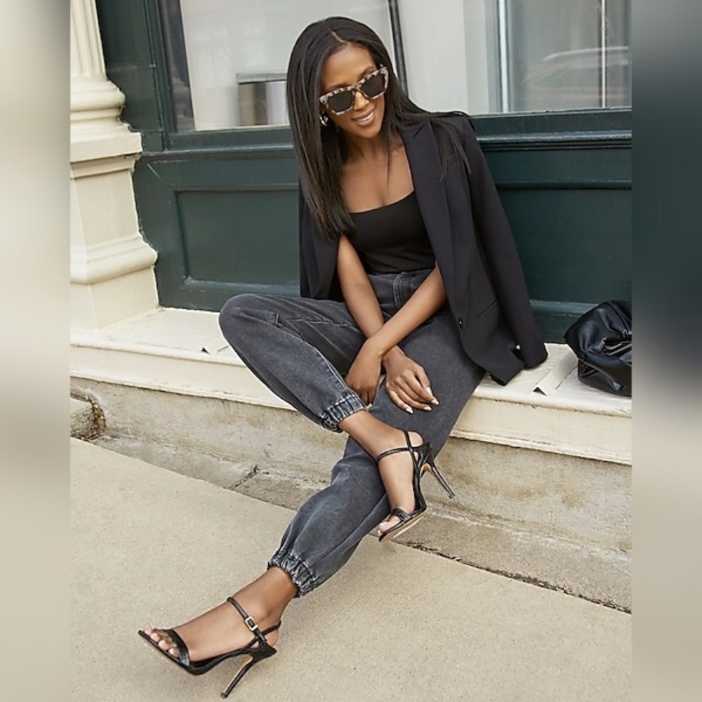 FALL SALE LAST DAY❤️ High Waisted Black Elastic Back Jogger Jeans💕